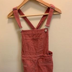 Pale pink corduroy overall dress!